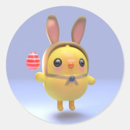 Hoppy Chickling- Easter chicklet with bunny hat ラウンドシール