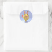 Hoppy Chickling- Easter chicklet with bunny hat ラウンドシール (バッグ)