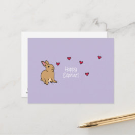 "Hoppy Easter" かわいいウサギのイースターポストカード ポストカード