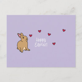 "Hoppy Easter" かわいいウサギのイースターポストカード ポストカード
