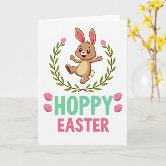 Hoppy Easter Animal Friend Card カード (黄色い花)