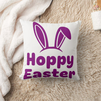 Hoppy Easter Bunny Ears | Minimalist Purple Holida クッション