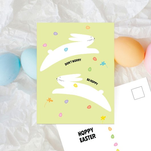 Hoppy Easter Bunny | Modern Minimal Easter  シーズンポストカード