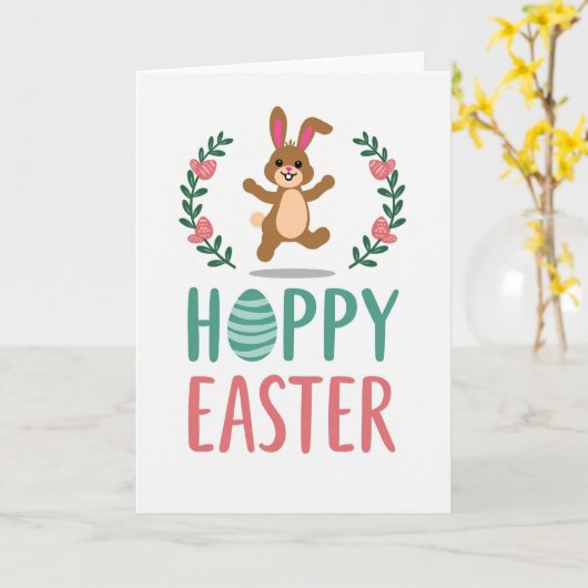 Hoppy Easter Bunny Themed Card カード (黄色い花)