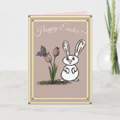 Hoppy Easter Bunny & Tulips Card カード (正面)