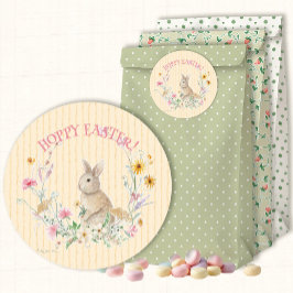 Hoppy Easter Bunny Wildflower Floral Envelope Seal ラウンドシール