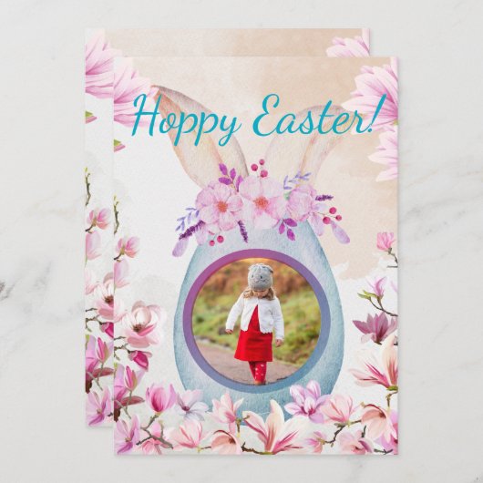 Hoppy Easter egg with photo 招待状 (正面/裏面)