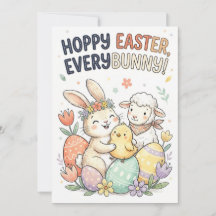 Hoppy Easter, Everybunny! - かわいいイースターグリーティング