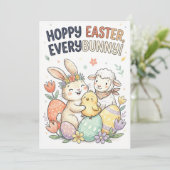Hoppy Easter, Everybunny! - かわいいイースターグリーティング シーズンカード (スタンド正面)