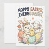 Hoppy Easter, Everybunny! - かわいいイースターグリーティング シーズンカード (正面/裏面)