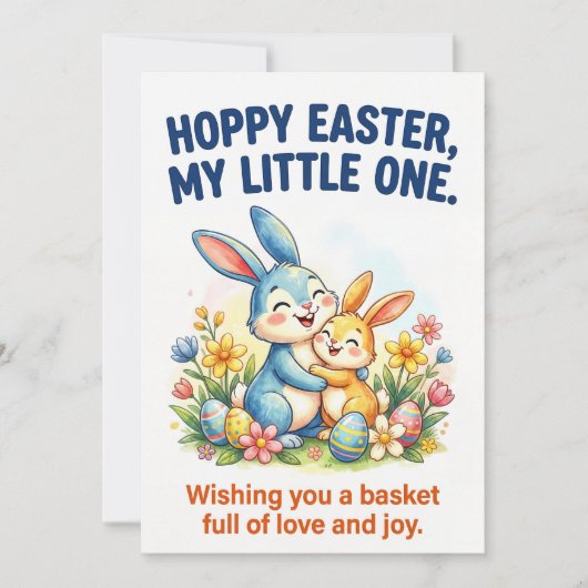 Hoppy Easter My Little One かわいいうさぎのイースター シーズンカード (正面)