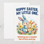 Hoppy Easter My Little One かわいいうさぎのイースター シーズンカード (正面/裏面)