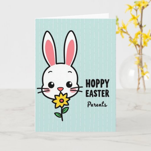 Hoppy Easter Parents Rabbit Card カード (黄色い花)