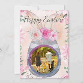 Hoppy Easter photo in grey egg 招待状