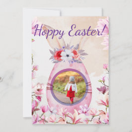 Hoppy Easter pink egg photo 招待状
