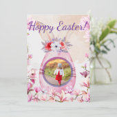 Hoppy Easter pink egg photo 招待状 (スタンド正面)