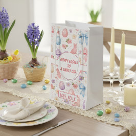 Hoppy Easter Sweet Girl Coquette Bunny Gift Bag スモールペーパーバッグ