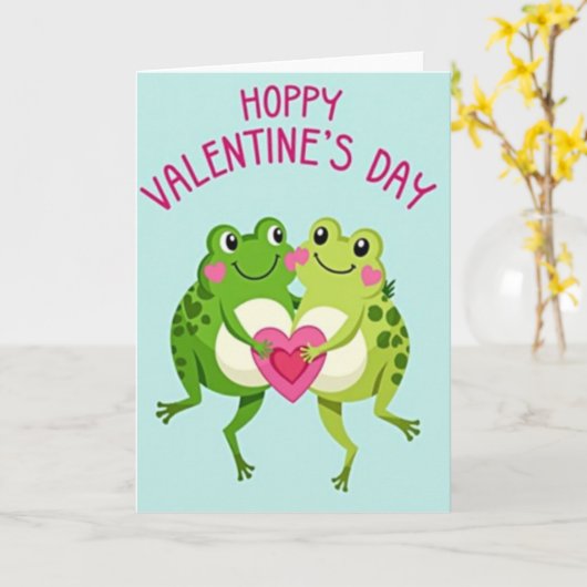 Hoppy Frog Valentine Card カード (黄色い花)