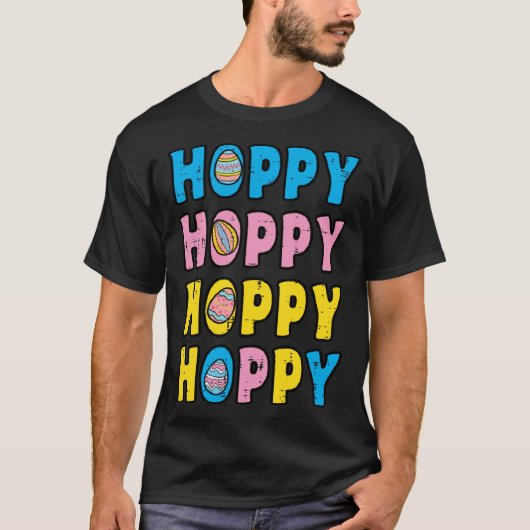 Hoppy Happy Easter Retro Spring Men Women Kids Tod Tシャツ (正面)
