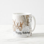 Hoppy Holidays Bunny Rabbit Winter Snow コーヒーマグカップ (正面右)