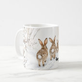 Hoppy Holidays Bunny Rabbit Winter Snow コーヒーマグカップ (正面左)