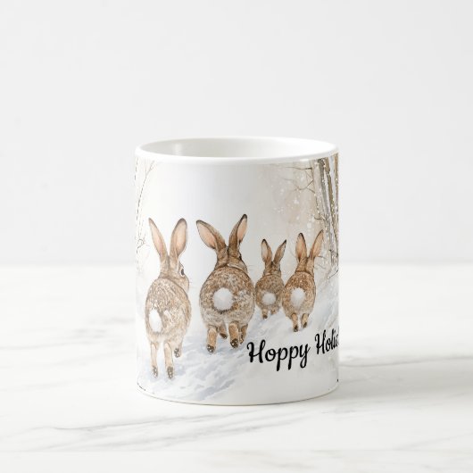 Hoppy Holidays Bunny Rabbit Winter Snow コーヒーマグカップ (中央)