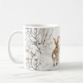 Hoppy Holidays Bunny Rabbit Winter Snow コーヒーマグカップ (左)
