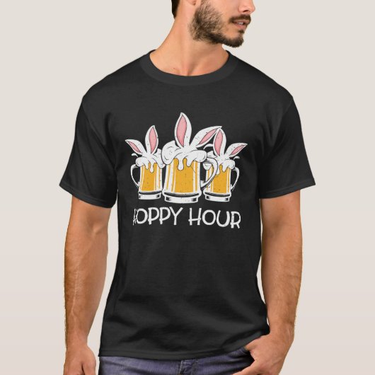 Hoppy Hour Funny Easter Beer Pints Bunny Ears Drin Tシャツ (正面)