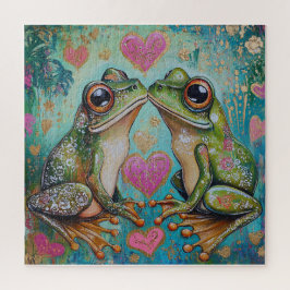 Hoppy Love- Whimsical Frog Romance Puzzle ジグソーパズル
