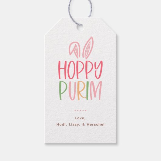 Hoppy Purim Bunny Ears ギフトタグ (正面)