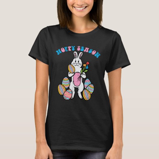 Hoppy Season Easter Bunny Egg Rose Men Boys Kids T Tシャツ (正面)