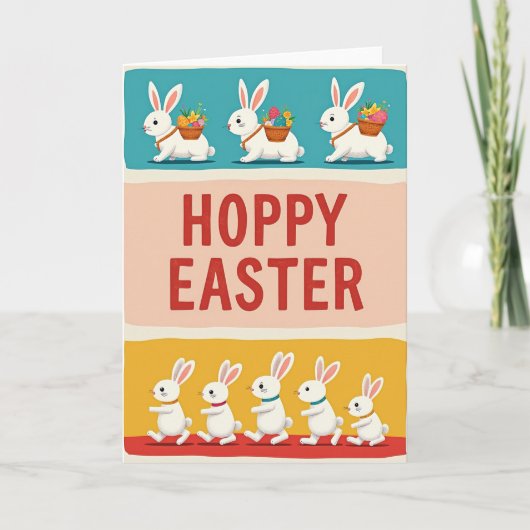 Hoppy Spring Animal Celebration Card カード (正面)
