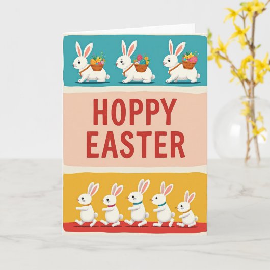 Hoppy Spring Animal Celebration Card カード (黄色い花)