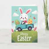 Hoppy Spring Holiday Rabbit Truck Card カード (正面)
