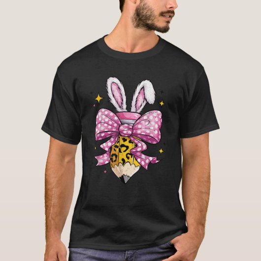 Hoppy Teacher Cute Coquette Bow Bunny Easter Day K Tシャツ (正面)