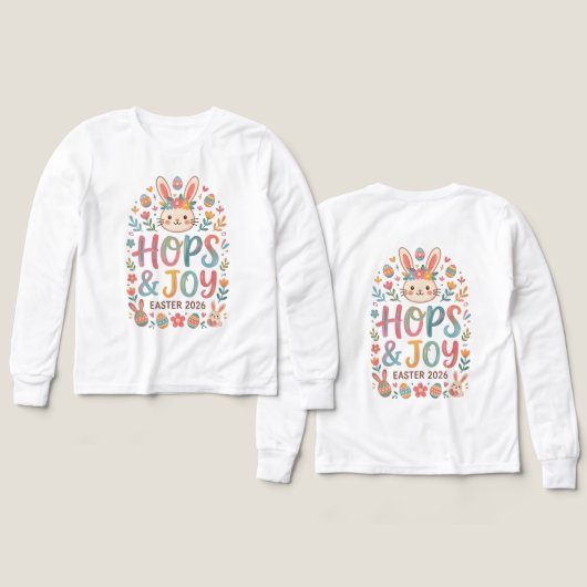Hops & Joy Easter Shirt for Kids (デザイン 正面&背面)