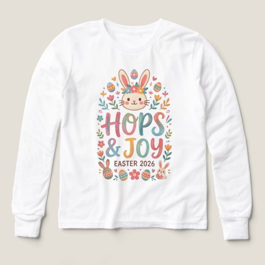 Hops & Joy Easter Shirt for Kids (デザイン正面)