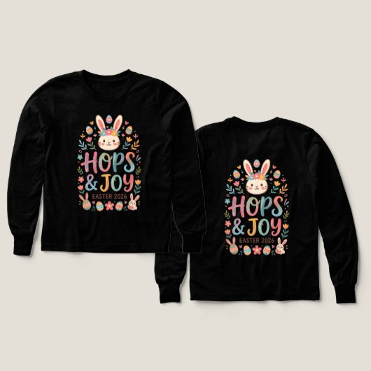 Hops & Joy Easter Shirt for Kids (デザイン 正面＆背面)