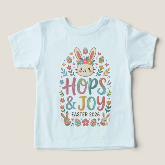 Hops & Joy Easter Shirt for Kids (デザイン正面)