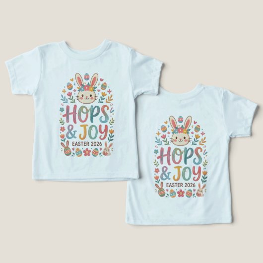 Hops & Joy Easter Shirt for Kids (デザイン正面&裏面)