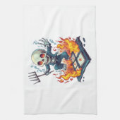 Hopscotch from Hell � Funny Demon Skull キッチンタオル (縦)