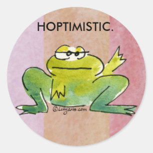 Hoptimisticのカエルのステッカー1 ラウンドシール