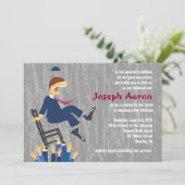 Horaの椅子のダンスのバーのバルミツワーの招待状 招待状 (スタンド正面)