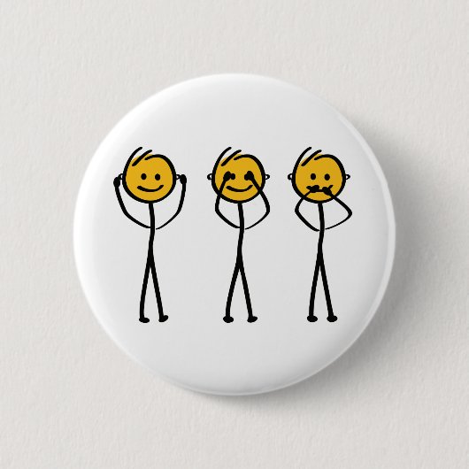 Horen, zien en zwijgen tekening. Drie aapjes 缶バッジ (正面)