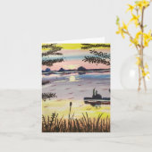 Horizon Sun、文字付き、4" x 5.6"カード カード (黄色い花)