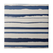horizontal blue and white abstract stripes タイル (正面)