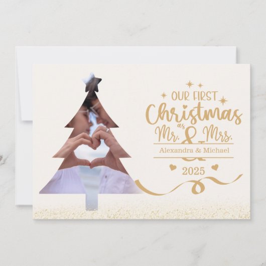 Horizontal First Christmas Tree Photo シーズンカード (正面)