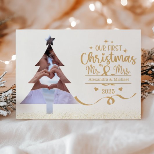 Horizontal First Christmas Tree Photo シーズンカード