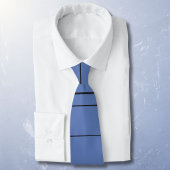 Horizontal lines, black stripes on blue ネクタイ