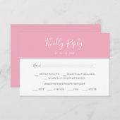  Horizontal Pink Simple Menu Choice RSVP Card (正面/裏面)